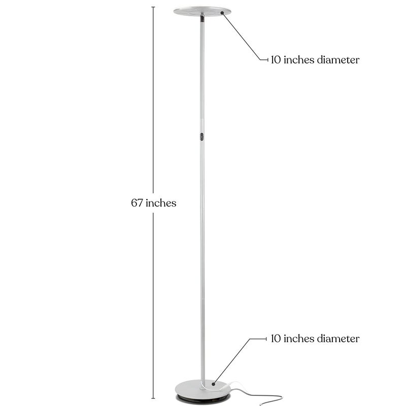 Brightech Sky Flux Dimmable LED Floor Lamp â€“ Super Bright Floor Lamp with 3 Light Modes for Living Room, Office â€“ Torchiere Standing Touch-Lamp, Tall Torch Lamp for Bedroom & Reading - Silver - Image 2